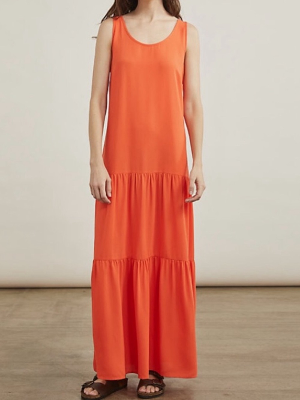 Elizabeth and James Drop Waist Tiered Dress Orange XL